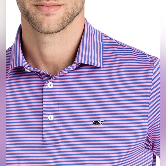 Vineyard Vines Kennedy Stripe Sankaty Performance Polo - Picture 2 of 5